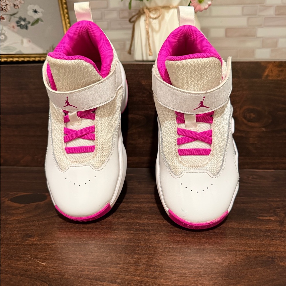 Jordan Kids White and Pink Sneakers